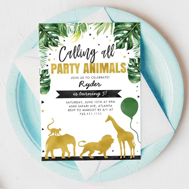 Convites Calling All Party Animals Safari Birthday  (Criador carregado)