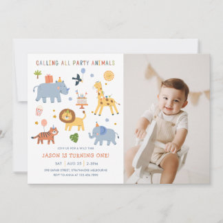 Convites Calling All Party Animals Safari Birthday Photo