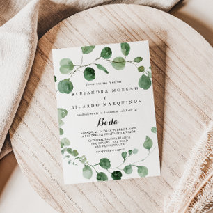 Convites Calliografia Casamento Espanhol Eucalyptus
