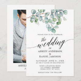 Convites Calliografia Casando Eucalyptus Greenery Foto