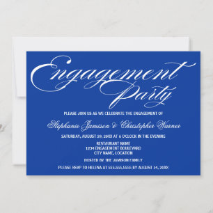 Convites Calliografia Elegance Festa de noivado Real Azul