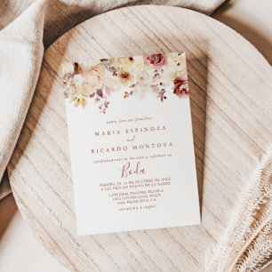 Convites Calliografia Graceful Floral Boda Casamento Espanh