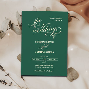 Convites Calliografia Teal Wedding Elegante