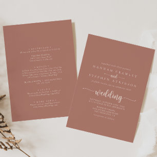 Convites Calliografia Terracotta Frente e Casamento Traseir