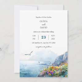 Convites Calm Cliffside Ocean View Bloom Art Beach Casament