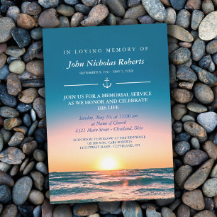 Convites Calm Sunset Anchor NMaritime Memorial Service Invi