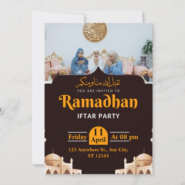 Convites Calorosa União: Uma Festa de Iftar do Ramadan (Frente)