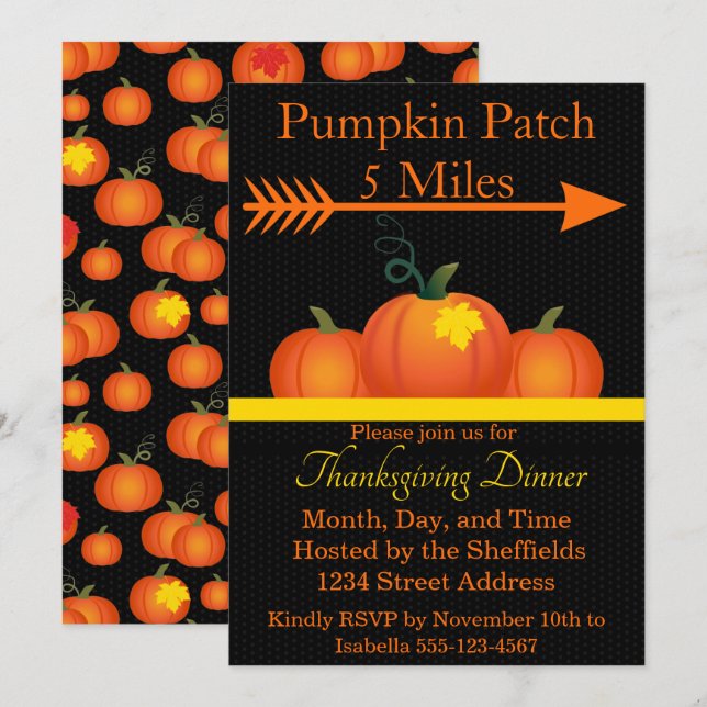 Convites Cama de Abóbora (Frente/Verso)