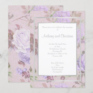 CONVITES CAMADA ROXA LILÁS ROSA FLORAL ELEGANTE CASAMENTO