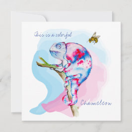 Convites Camaleão e abelha coloridos brilhantes.