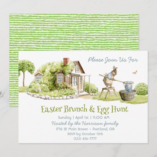 Convites Camas de água de Páscoa de pastel (Frente/Verso)