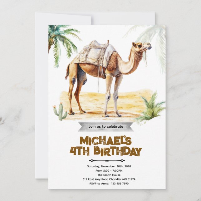Convites Camel birthday party invitation (Frente)