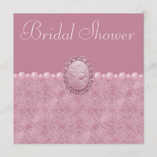 Convites Cameo do vintage & chá de panela cor-de-rosa das