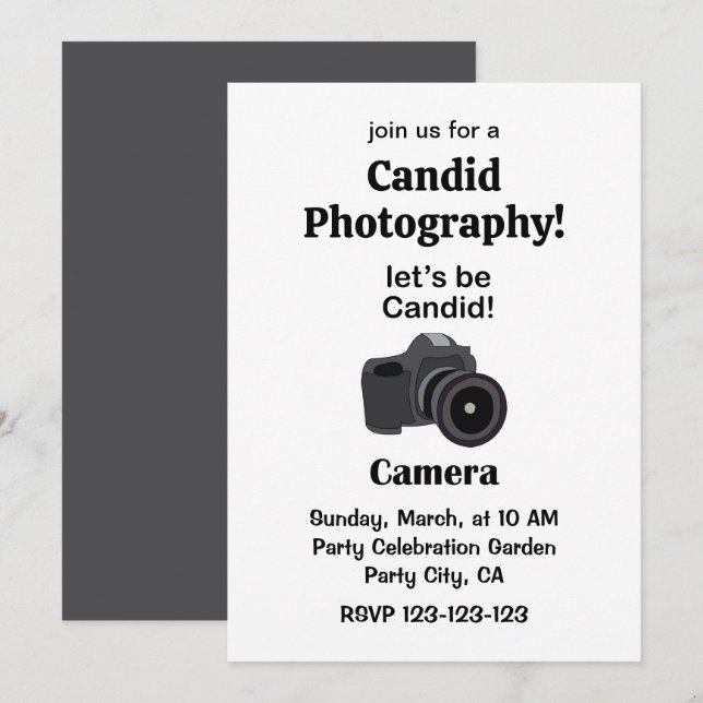 Convites Camera Candid Photographer Photography (Frente/Verso)