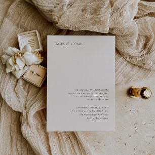 Convites Camille Neutral Modern Wedding