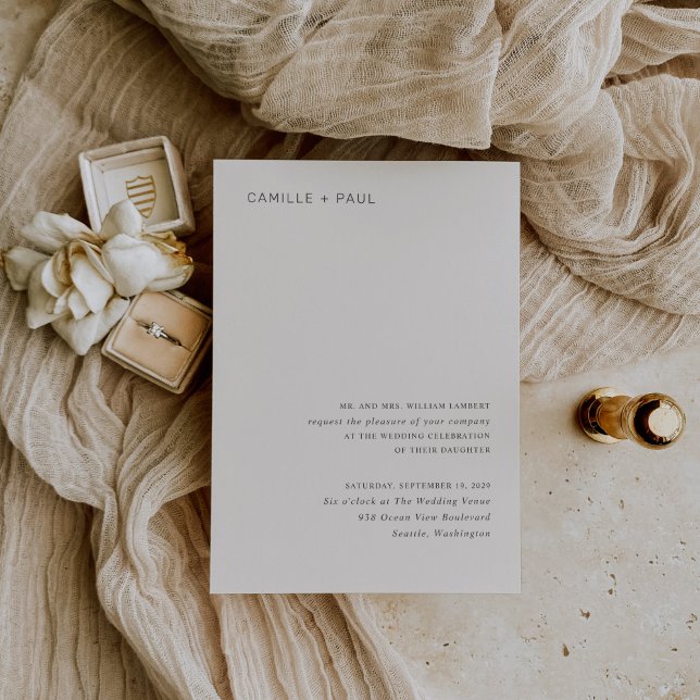 Convites Camille Neutral Modern Wedding (Criador carregado)