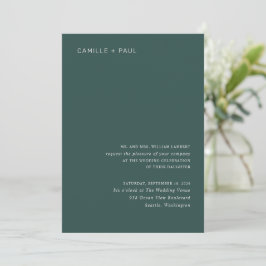 Convites Camille Pine Green Modern Wedding