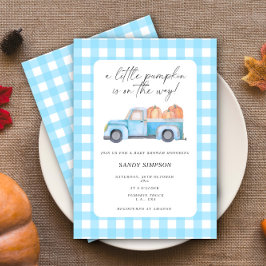 Convites Caminhão Azul Um Pequeno Chá de fraldas De Abóbora
