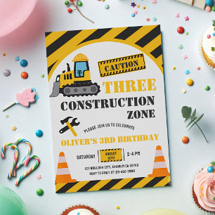Convites Caminhão de Construção 3º Aniversário