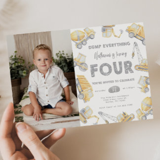 Convites Caminhão de Construção 4º Festa de Aniversário