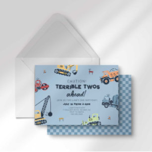 Convites Caminhão de Construção Terrible Twos Ahead 2º
