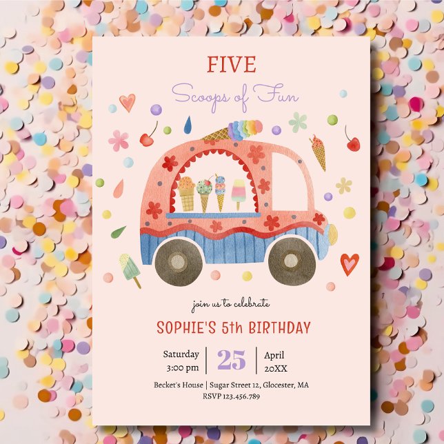Convites Caminhão de sorvete Coca-Colas de aniversário de c (Criador carregado)