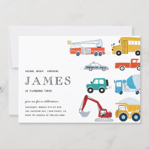 Convites Caminhão de Transporte de Cidade Segunda Festa de 