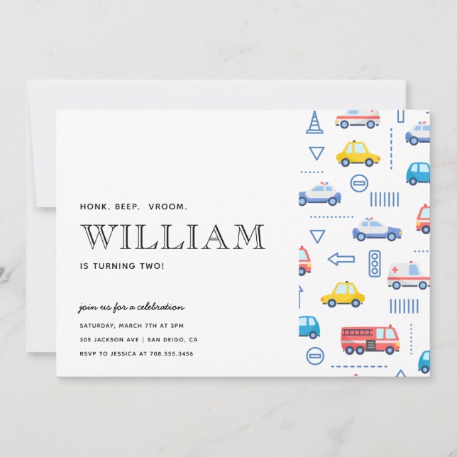 Convites Caminhão de Transporte de Cidade Segunda Festa de  (Frente)