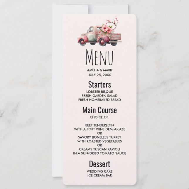 Convites Caminhão do Agricultor de Vintagem Rosa (Frente)