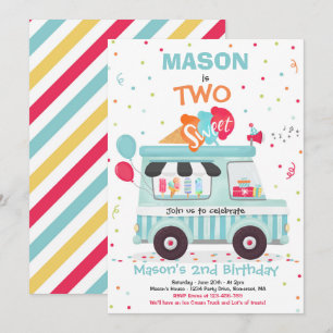 Convites Caminhão do Sorvete Sorvete Dois segundos anivers