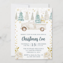 Caminhão Floral Branco e Dourado de Natal à Noite