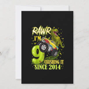 Convites Caminhão Monstro Dinossauro T Rex de 9 Anos para A