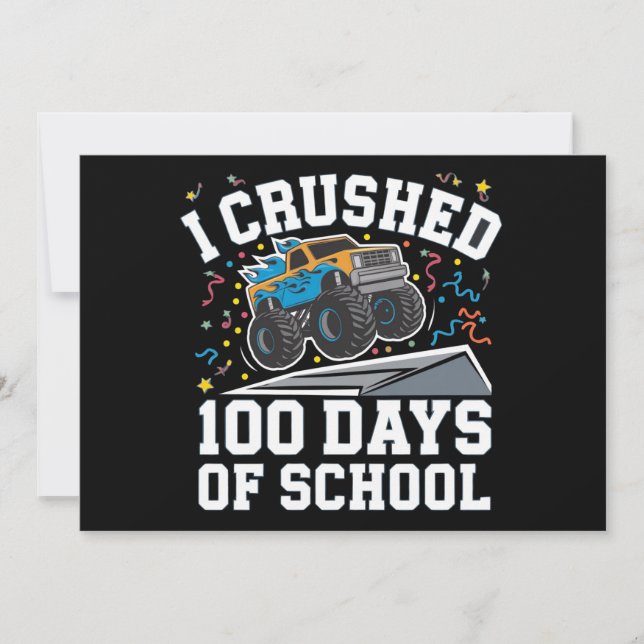Convites Caminhão Monstro dos 100 Dias de Escola 100º Dia d (Frente)