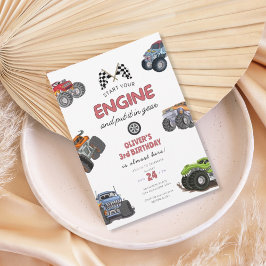 Convites Caminhão monstro, ligue o motor menino 3º aniversá