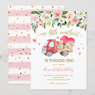Convites Caminhão Rosa Nosso Queridinho Primeiro Aniversá