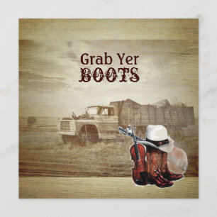 Convites Caminhão Rústico de Fazenda Casamento Country West