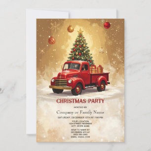 Convites Caminhão Vermelho com Árvore de Natal e Presentes 