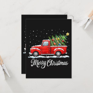 Convites Caminhão Vermelho Natal Feliz Vintage com Árvore