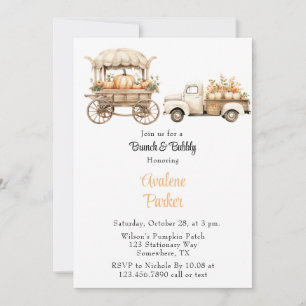 Convites Caminhão Vintage com Pumpkins Brunch e Bubble
