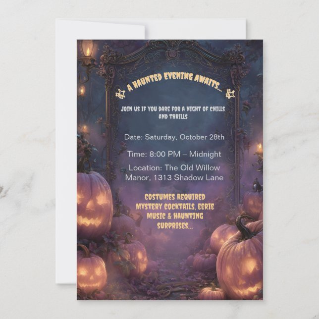 Convites Caminho de Halloween Spooky com Jack-o-Lanterns (Frente)