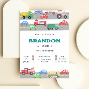 Convites Caminhões Carros Transportes Aniversário de Qualqu