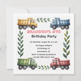 Convites Caminhões Coloridos 4º. Festa de aniversário
