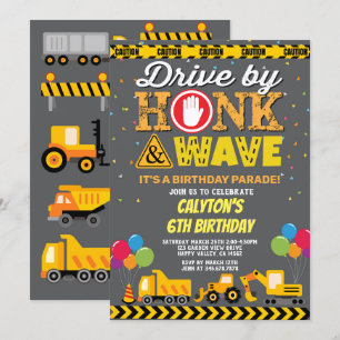 Convites Caminhões De Construção De Paradas De Aniversá
