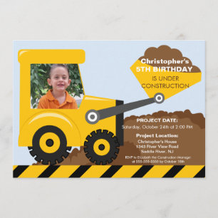 Convites Caminhões de construção Festa de aniversário fotog
