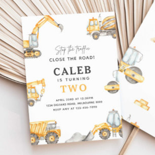 Convites Caminhões De Construção Festa de aniversário Qualq