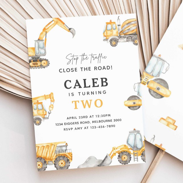 Convites Caminhões De Construção Festa de aniversário Qualq (Criador carregado)