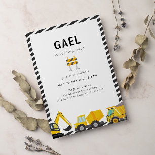 Convites Caminhões de Construção Festa de aniversário Simpl
