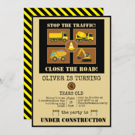 Convites Caminhões De Construção | Meninos com Festa de ani