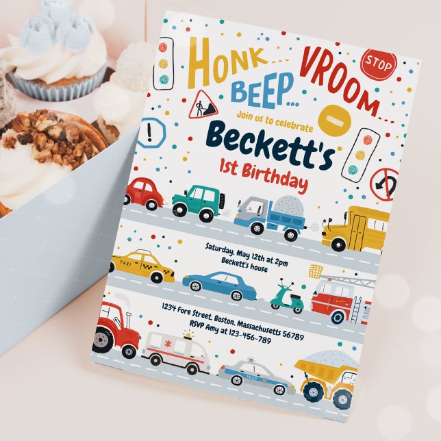 Convites Caminhões de Transporte Diggers Carros Festa de an (Criador carregado)