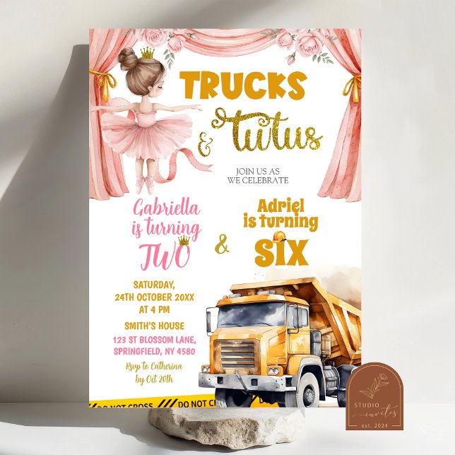 Convites Caminhões e Tutus Aniversário Conjunto (Criador carregado)
